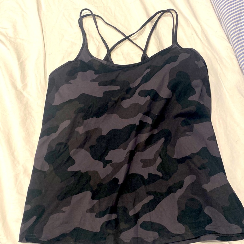 Built in Bra Camo Workout Top